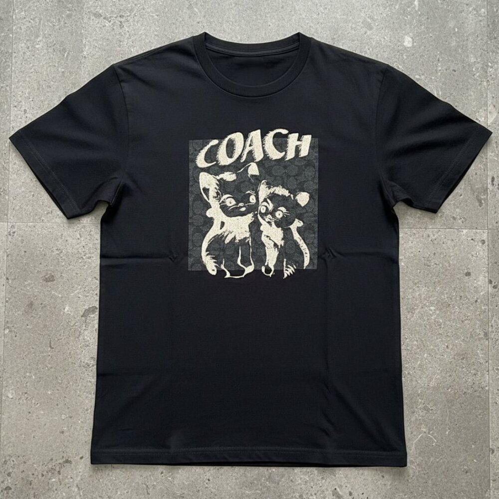 Signature Cats Graphic Tee Black Luxury Streetwear Collab Music Fan Shirt